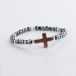 Bracelet homme Hématite avec croix et cuivre Stella Ambrata